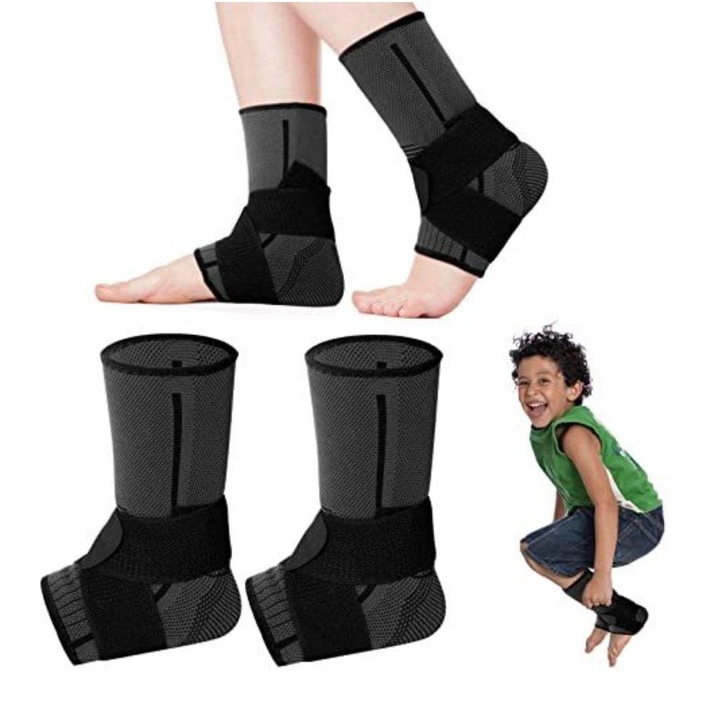 New Tarpop Kids‎ Ankle Brace Compression Sleeves Adjustable Support Black Small